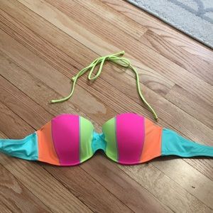 Neon striped bikini top